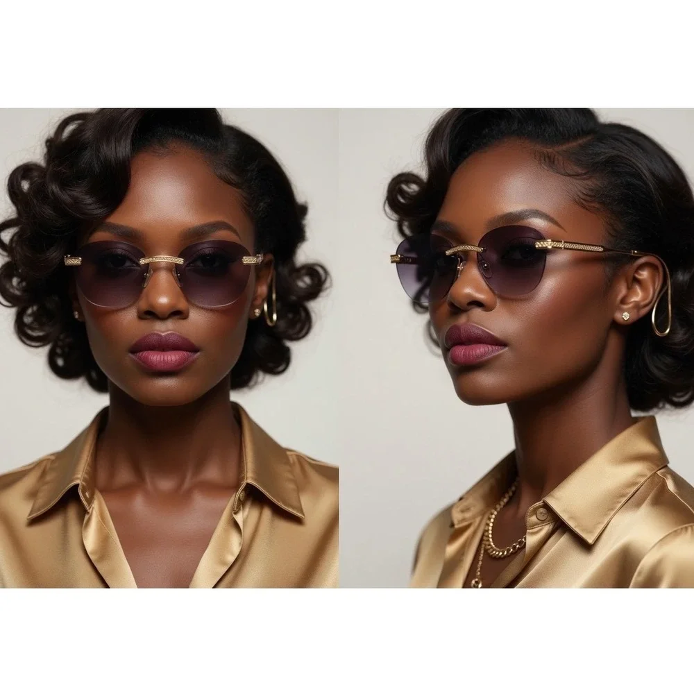 Sunglasses Retro Round Metal Frame UV400 Protection Women Shades Black Lens 2026